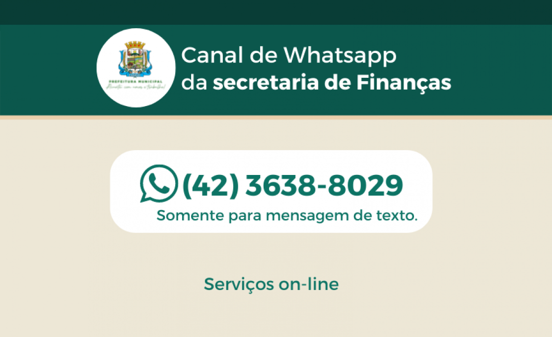 Secretaria de Finanças agora atende via WhatsApp.