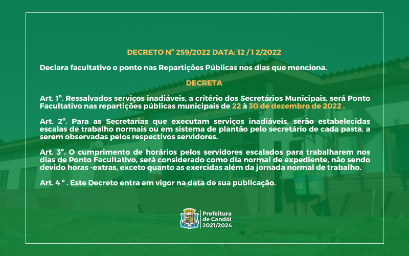 DECRETO N° 259/2022