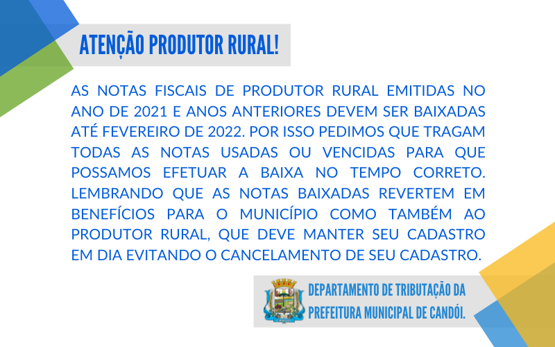 Atenção! Produtor Rural.